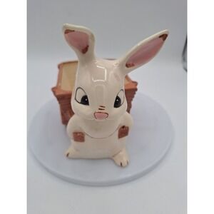 Vintage‎ Rabbit Easter Bunny Pulling Cart Pottery Planter